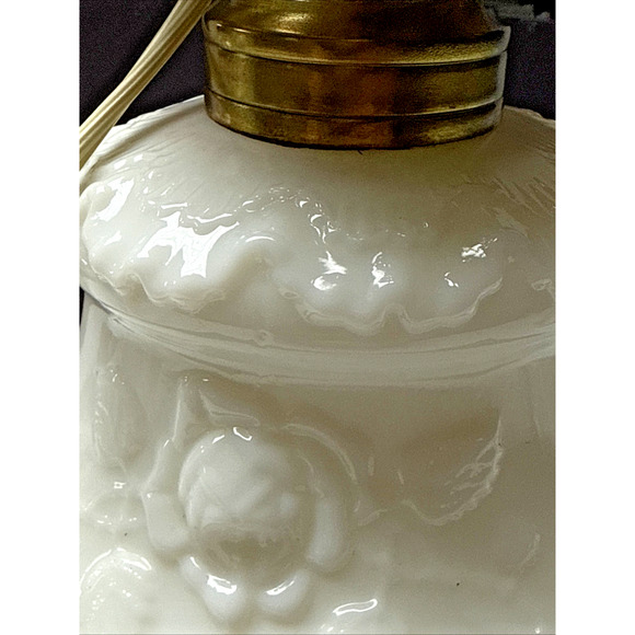 EAPG Dithridge Colonial OMN Rose Wreath Milk Glass Rose Wreath Lamp Base As-Is - Picture 15 of 15